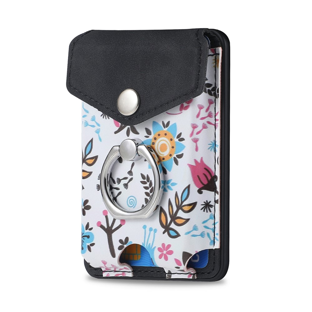 Magnetische MagSafe Wallet Kreditkarten Halterung mit Finger Griff Ring Halterung   Druckknopfverschluss - Schwarz
