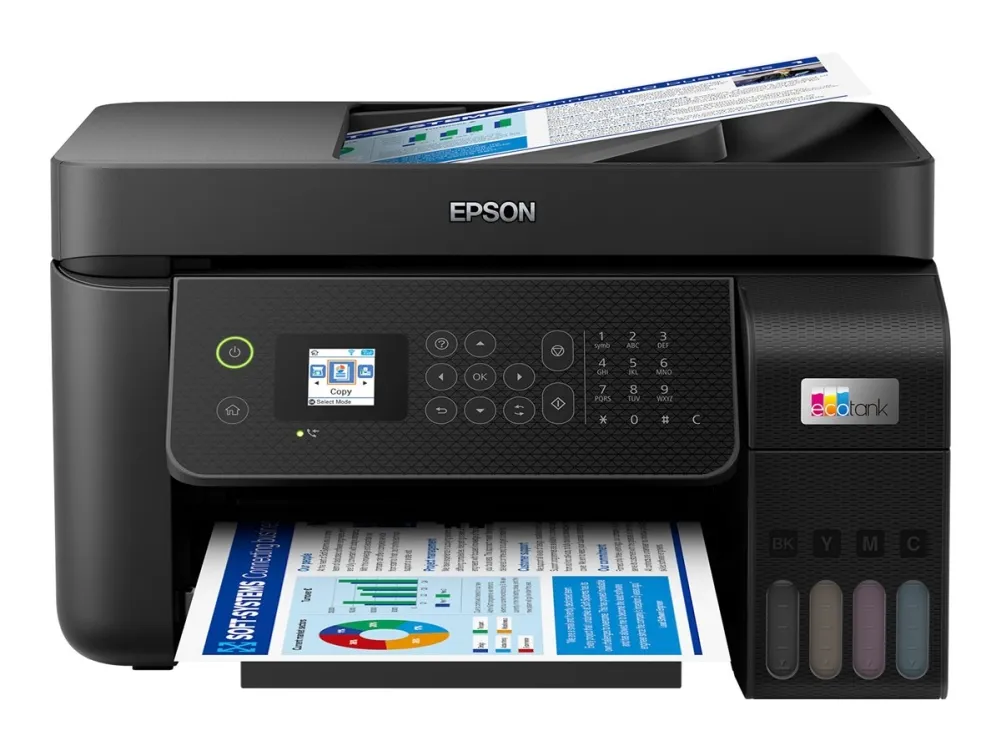 Epson EcoTank ET-4800 - Multifunktionsprinter - farve - blækprinter - kan genopfyldes - A4 (medie) - op til 10 spm (udskriver) - 100 ark - 33.6 Kbps - USB, LAN, Wi-Fi - sort