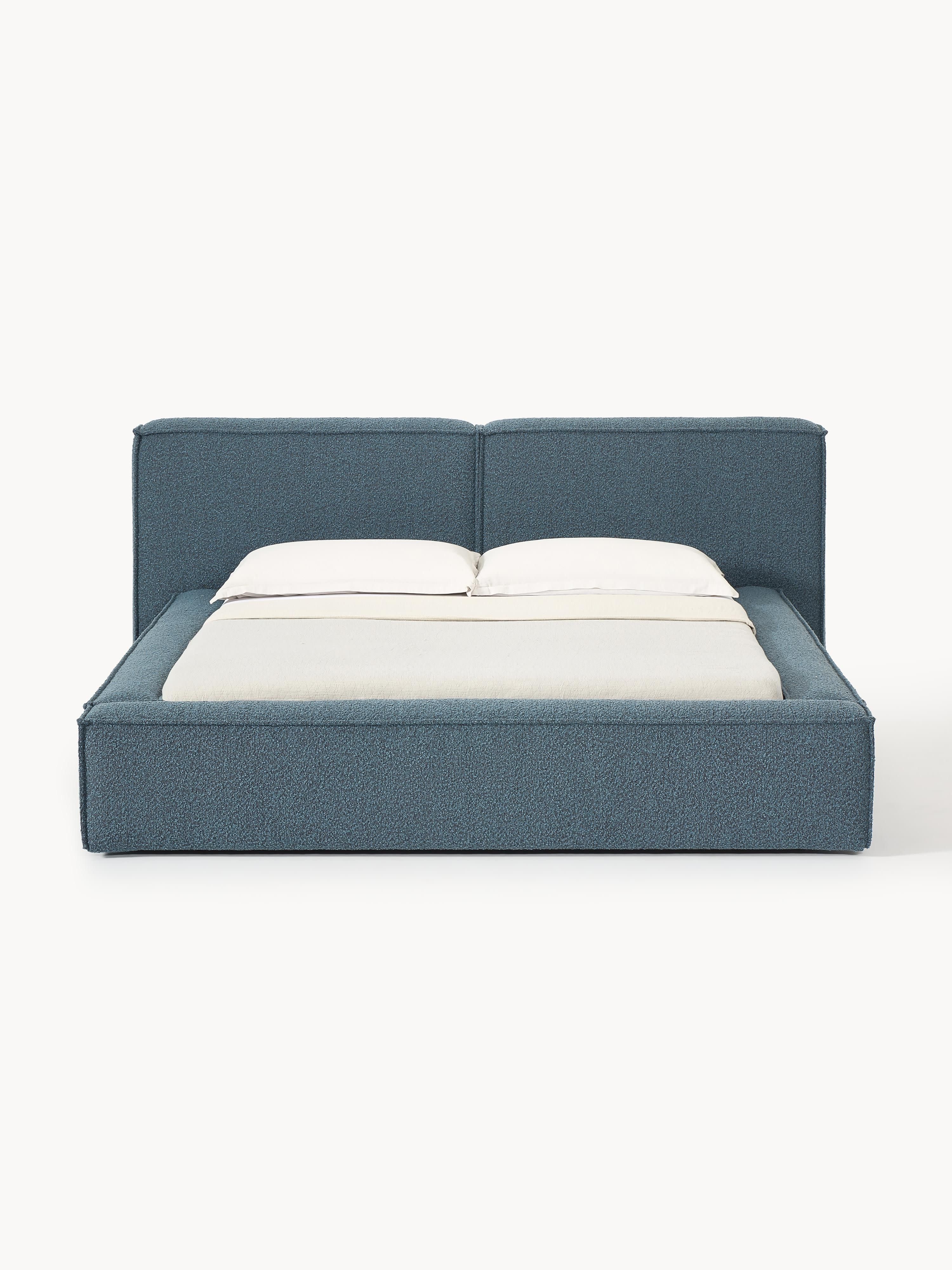 Bouclé gestoffeerd bed Lennon met opbergruimte