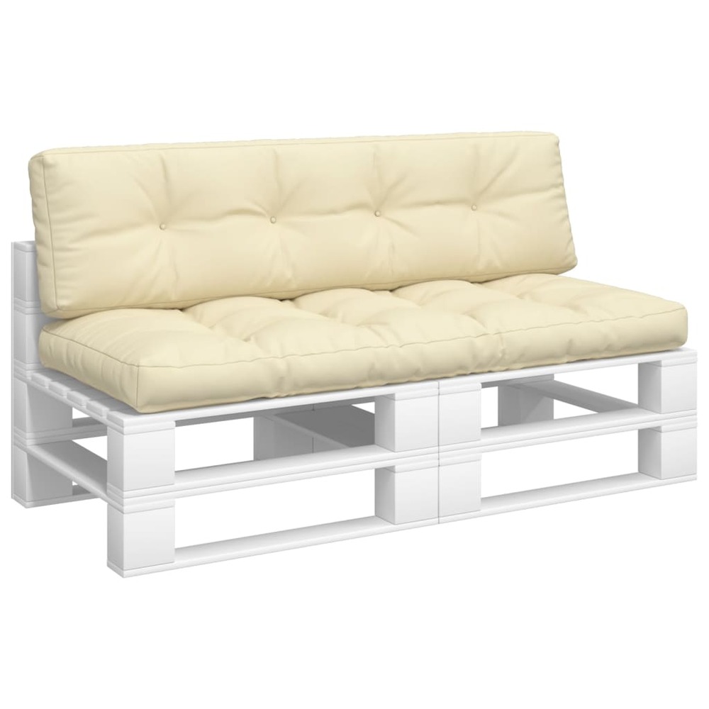 Coussins de palette 2 pcs crème tissu