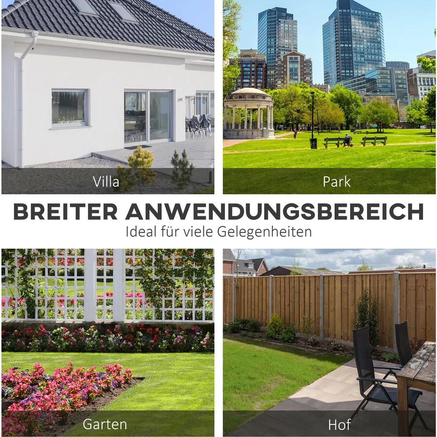 Outsunny Gartenbank mit Rücken- & Armlehnen silber