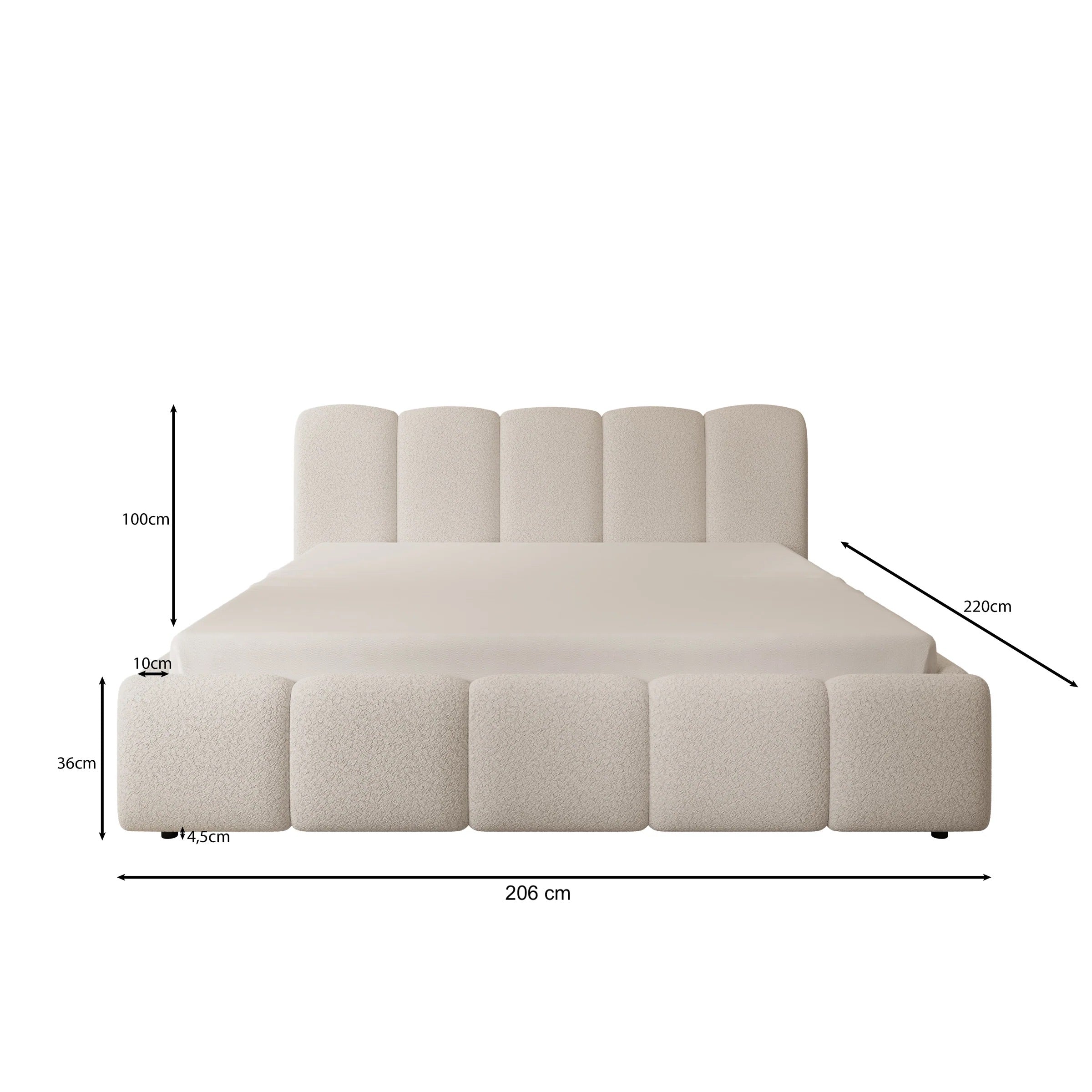 Nolena - Tweepersoonsbed - Beige stof - 180x200 cm
