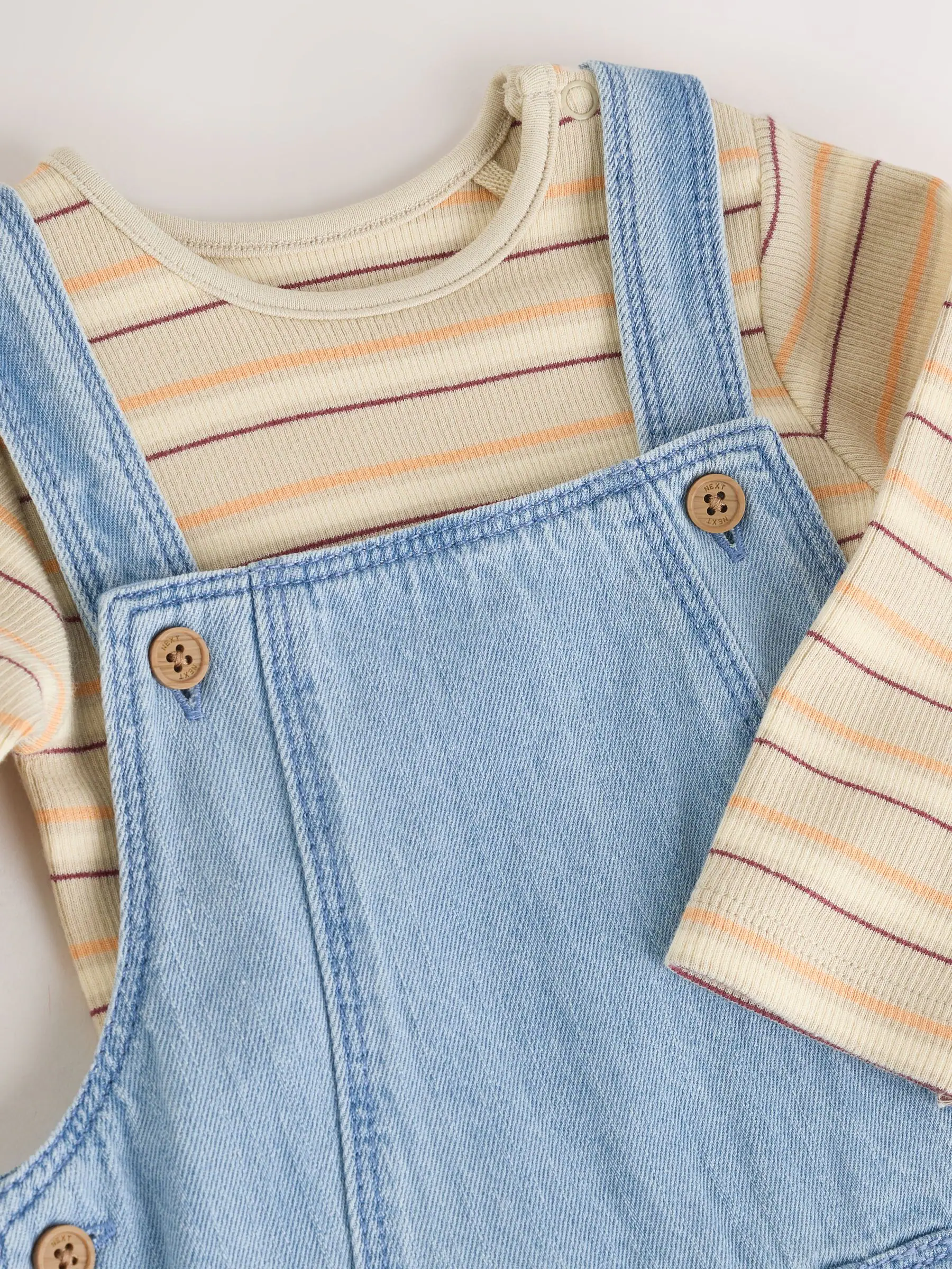 Blauw - Babyset van denim bretelbroeken en bodysuit (0 mnd - 2 jr)