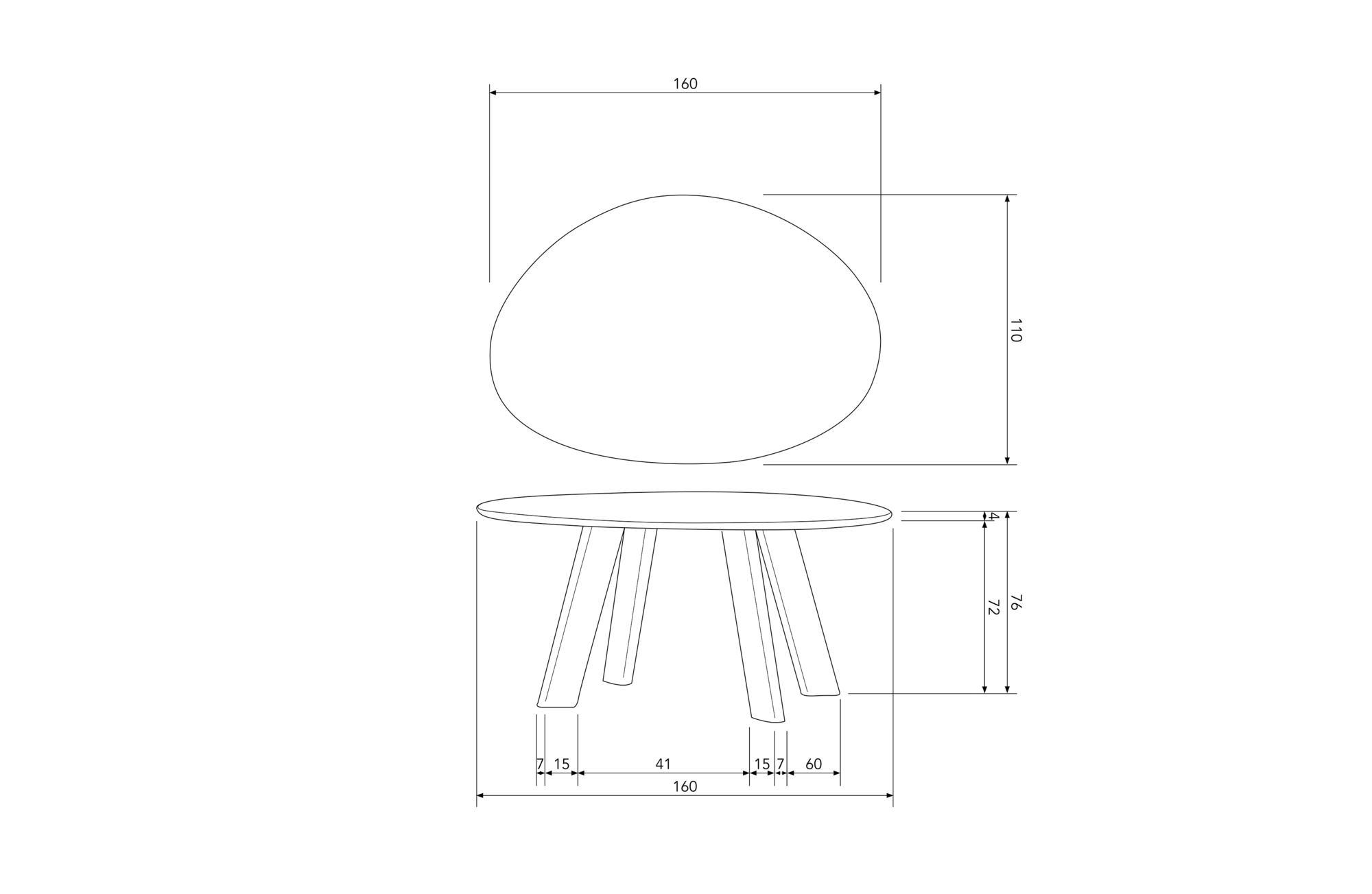 BePureHome eettafel Roundly 160x110