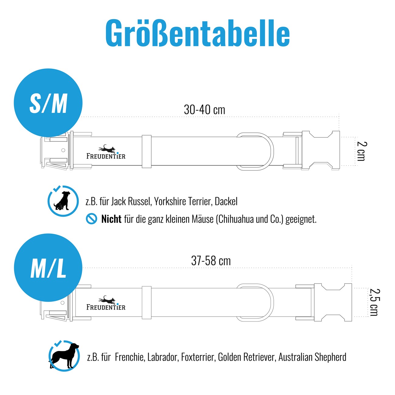 Freudentier Hundehalsband aus veganem Leder M-L