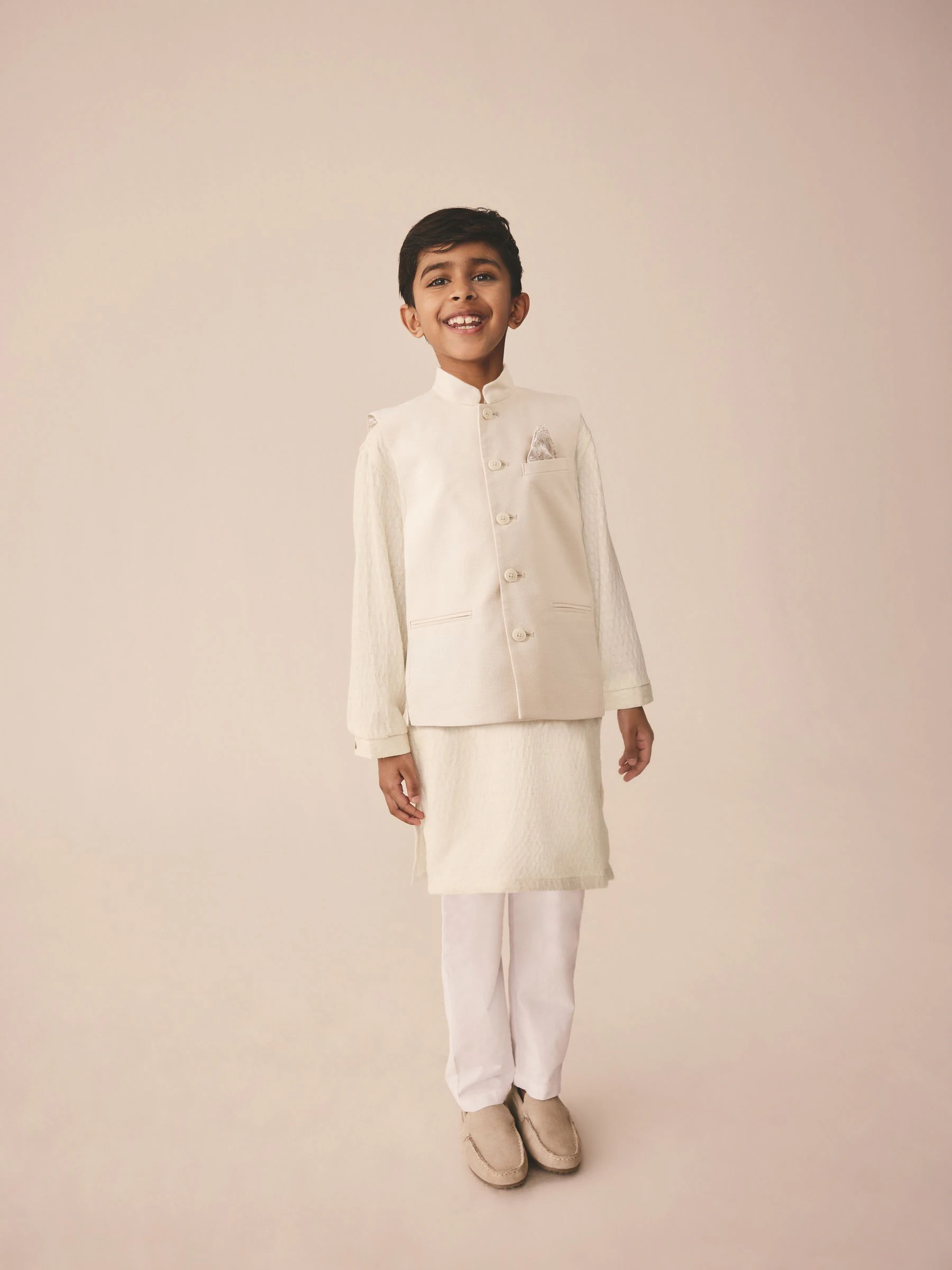 Ecru getextureerde jacquard - Eid Koerta (3mnd -16jr)