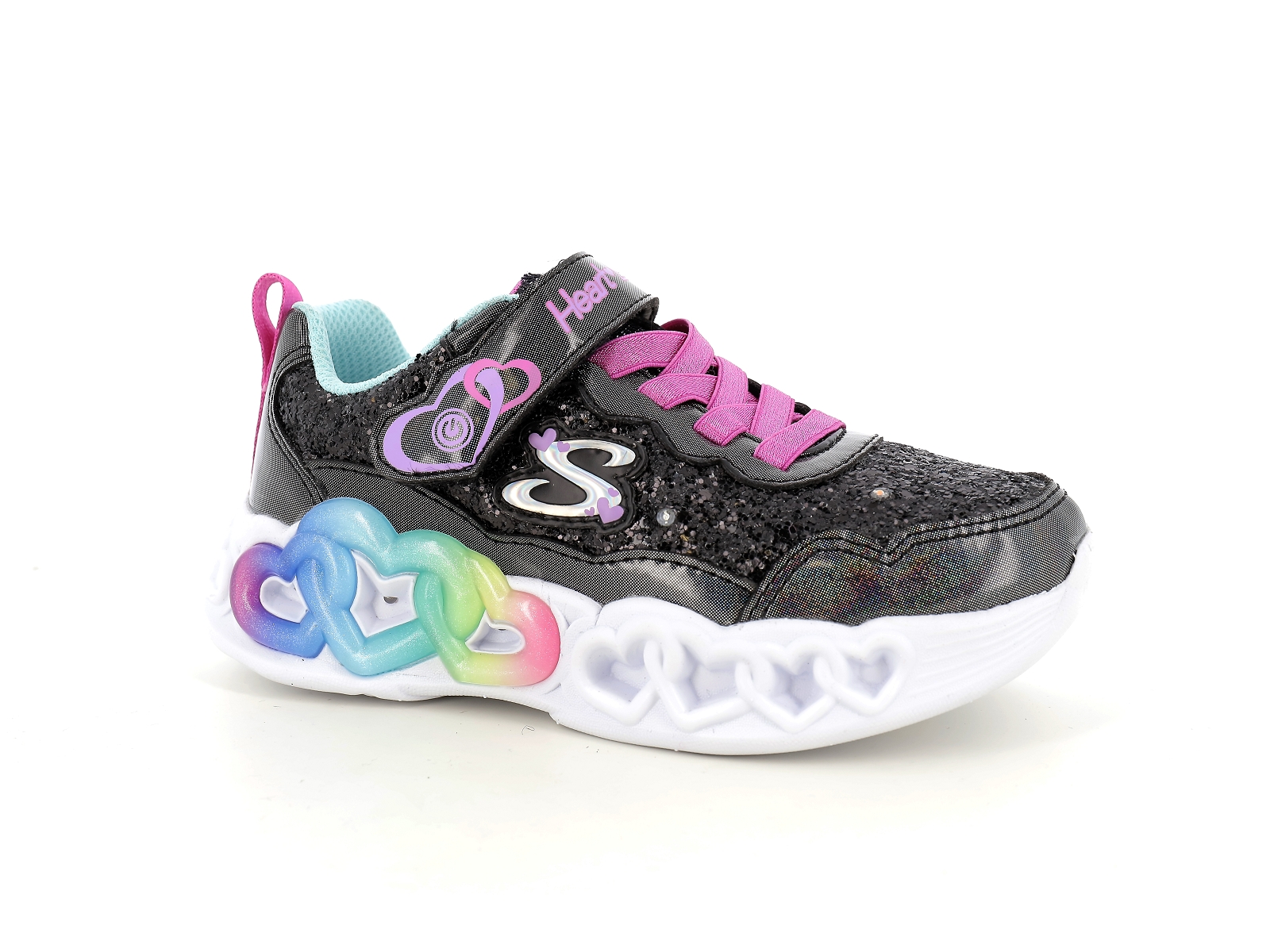 Skechers-INFINITE HEART LIGHTS Matières combinées Noir paillette