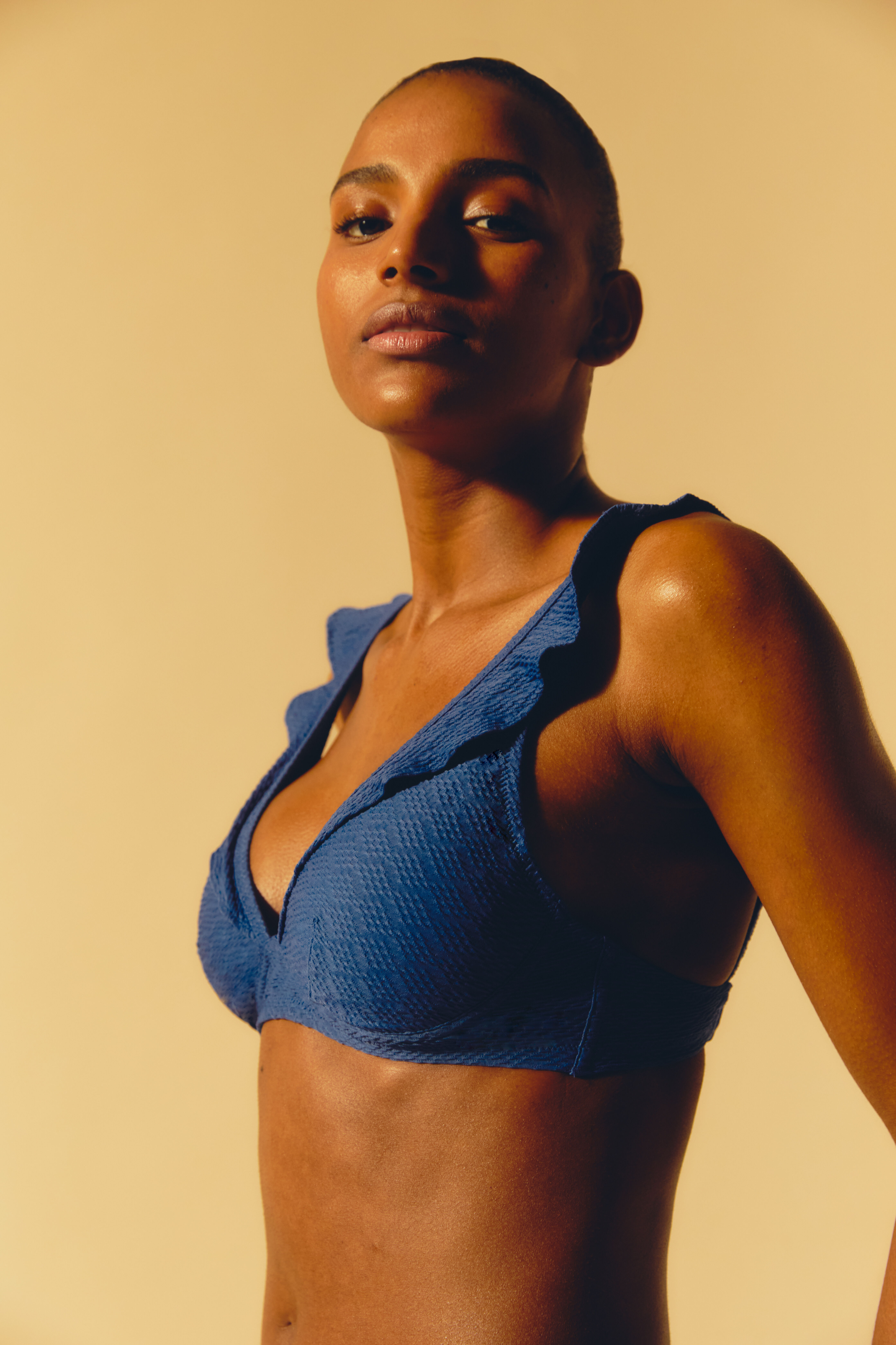 Haut de maillot de bain triangle sans armatures paddé - bleu franc