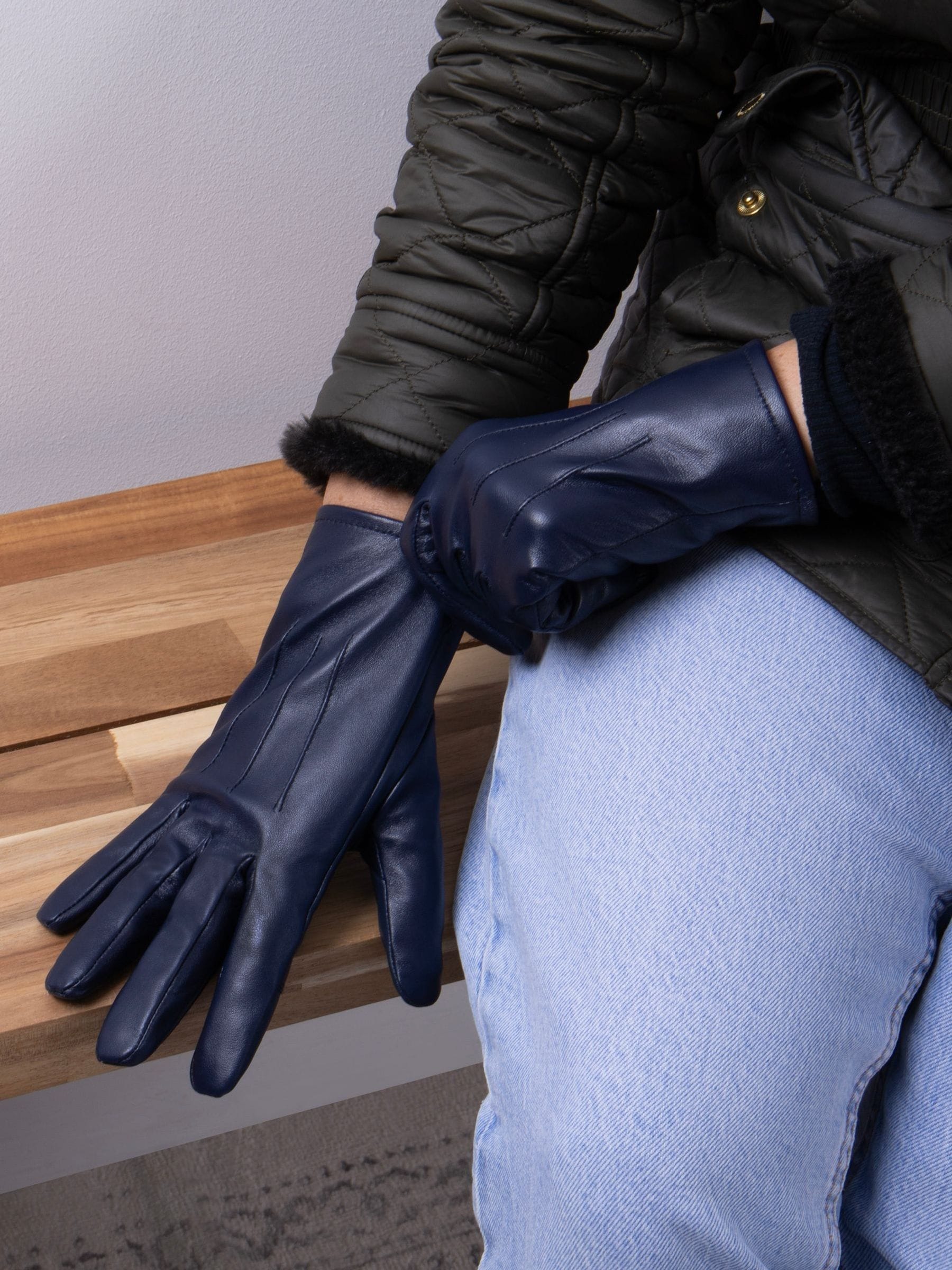 Zwart - Shopper 3 Point Smartouch winterleren handschoenen
