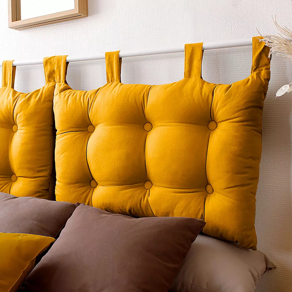Tête de lit coussin (45 x 70 cm) Panama Jaune moutarde