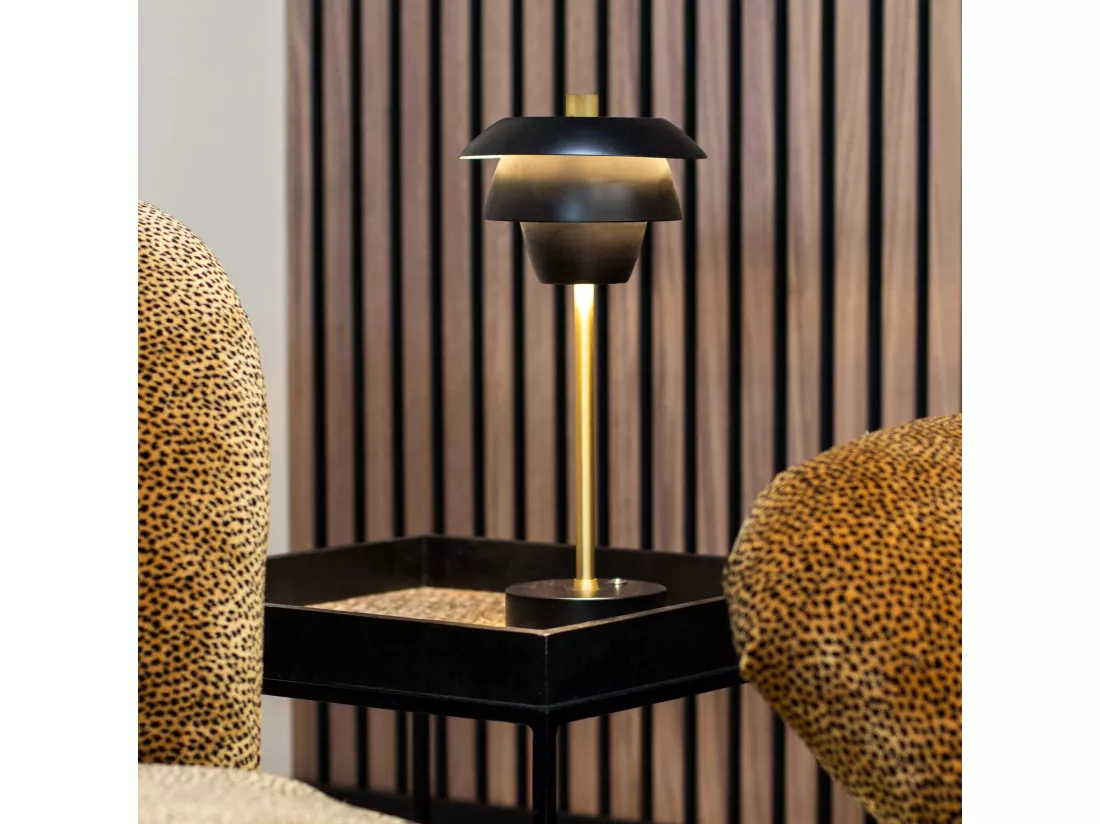 Now's Home - Lampe A Poser Design Rechargeable Noir Et Dore H31cm Moxy