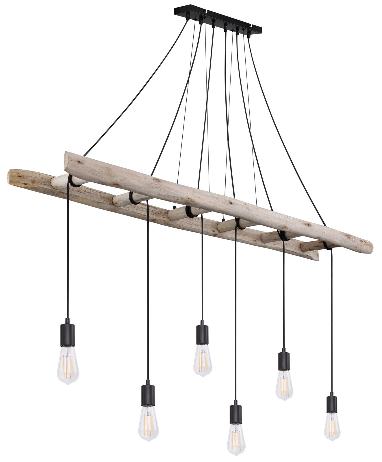 GLOBO Retrofit Balkenpendel IRMGARD 160 cm schwarz /Holz