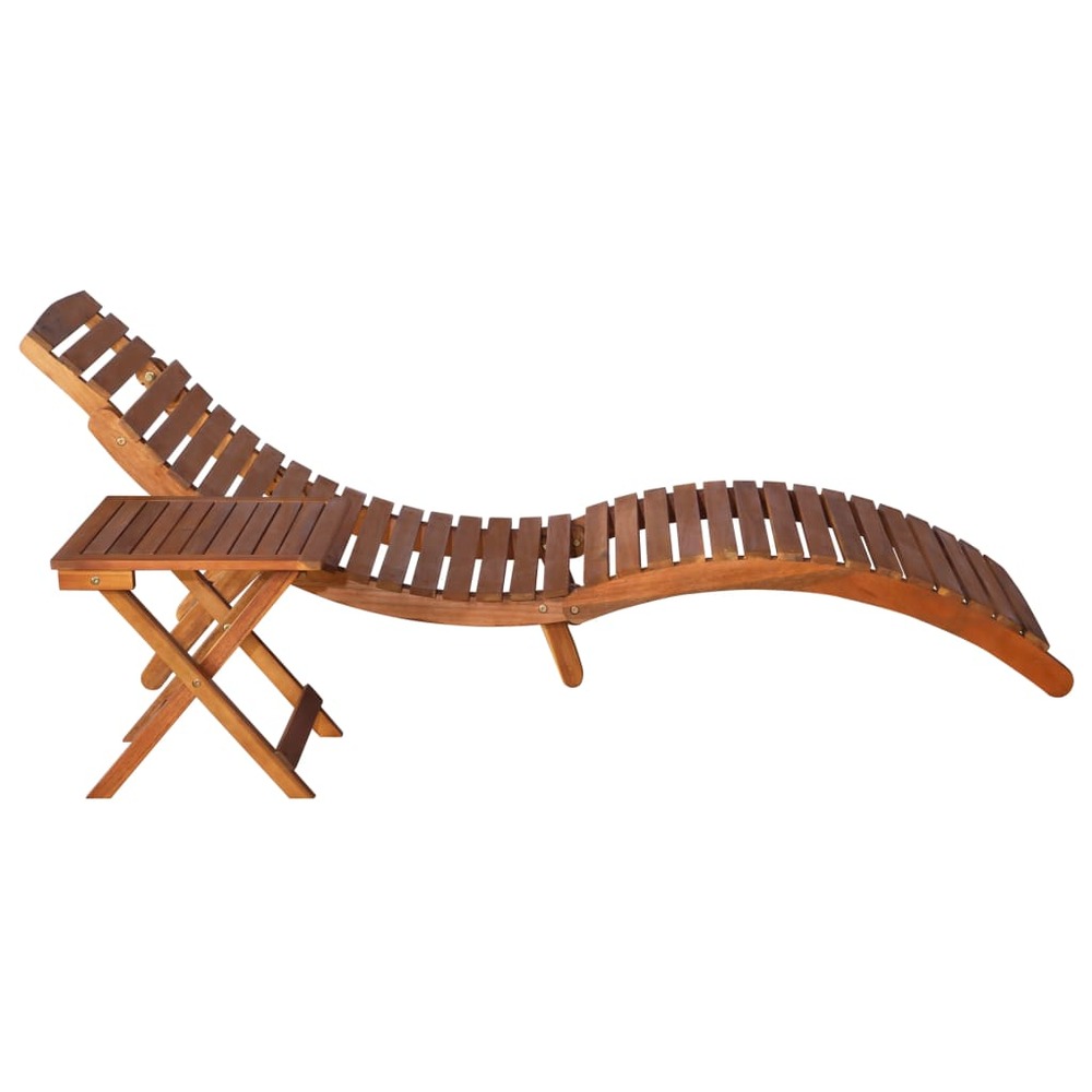 Transat chaise longue bain de soleil lit de jardin terrasse meuble d'extérieur avec table bois d'acacia massif marron 02_0012