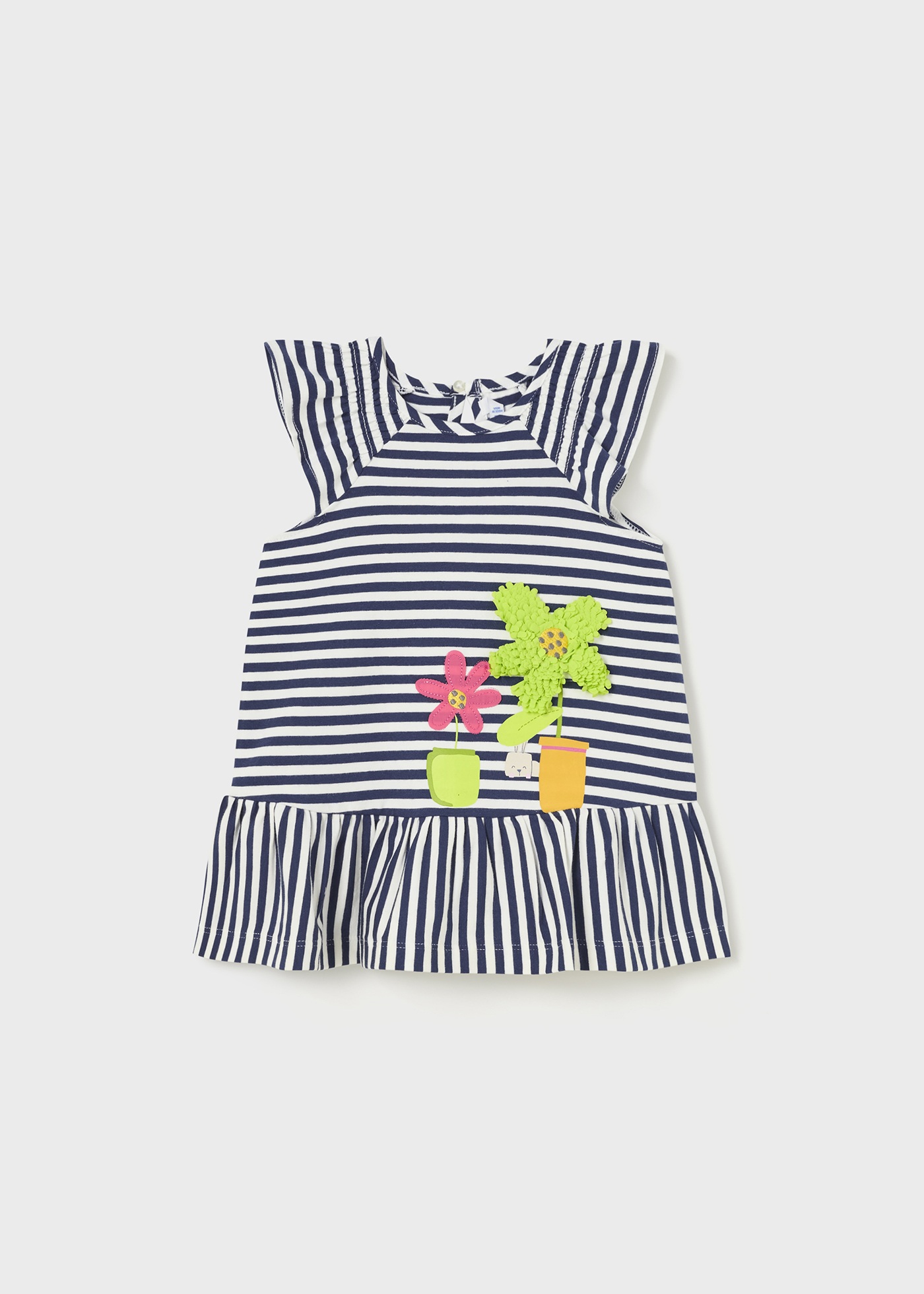 Vestido listrado de algodão sustentável para bebê
