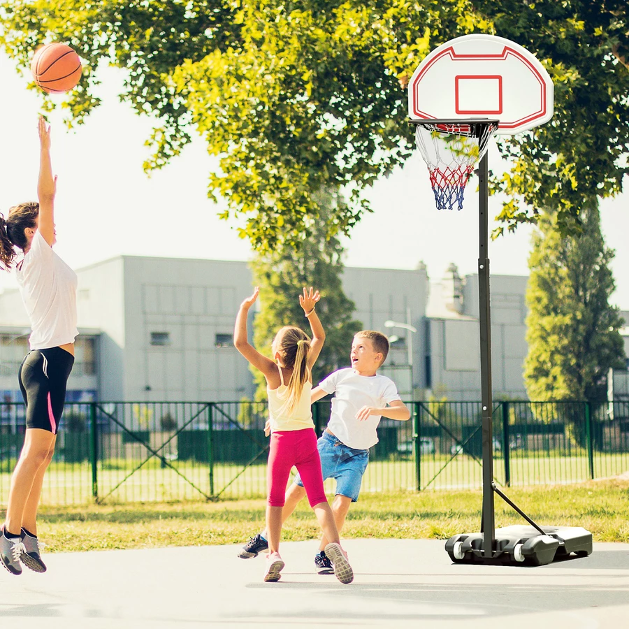 HOMCOM Kinder Basketballkorb mit Ständer schwarz, weiß, rot