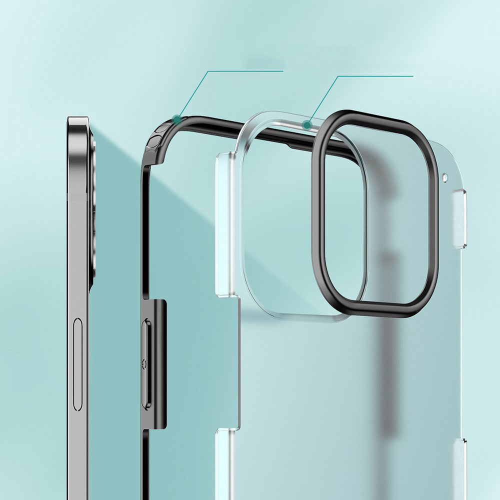 iPhone 13 Pro Hybrid Bumper Hülle Matte Beschichtung (Anti-Fingerprint) - Schwarz / Transparent