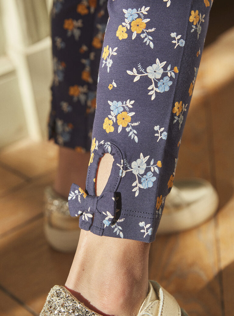Legging bleu marine à imprimé fleuri