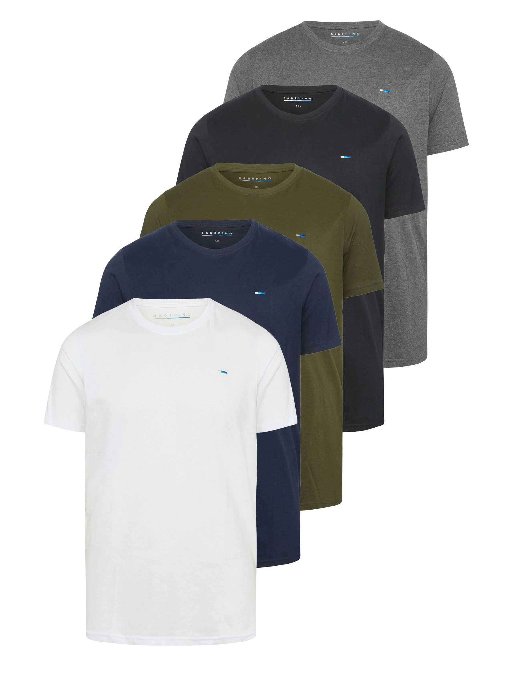Zwart - BadRhino Big & Tall 100% katoenen T-shirts 5 -pack