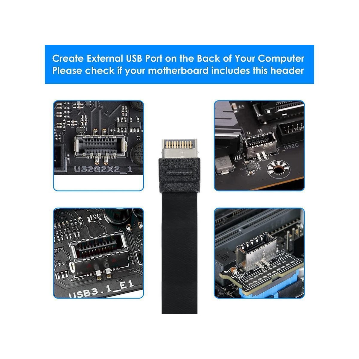 NÖRDIC USB3.1 Frontpaneladapter 2xType E til 2xType C 50cm