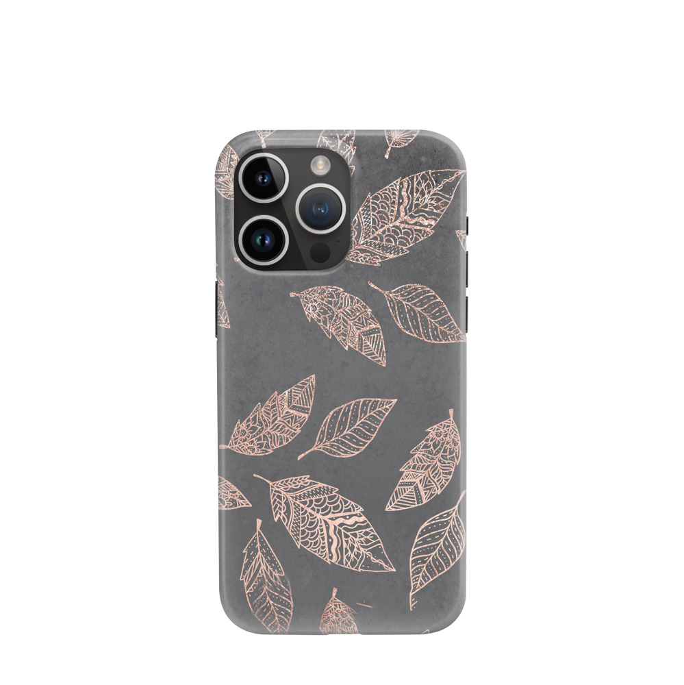 iPhone 14 Pro Max Hybrid (Kunststoff / Gummi) Hülle Blätterspiel - Bronze