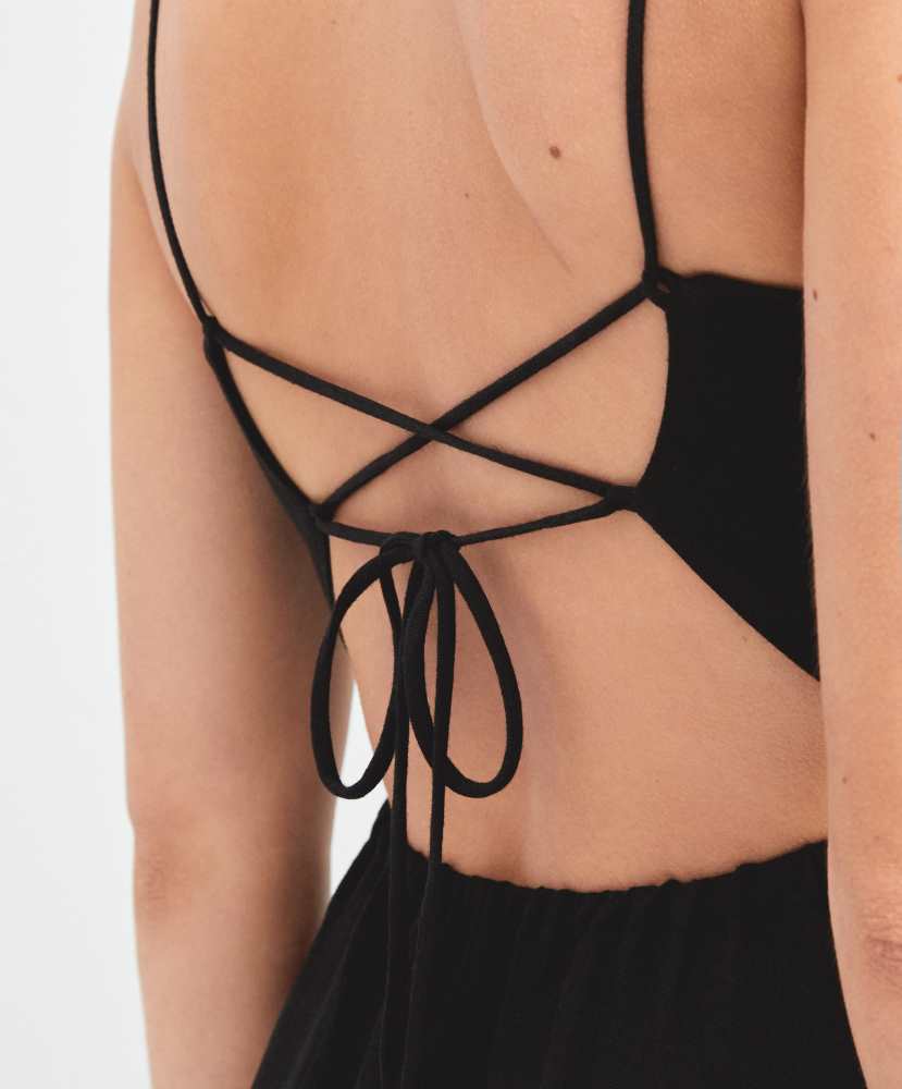 Vestido longo de linho com alças