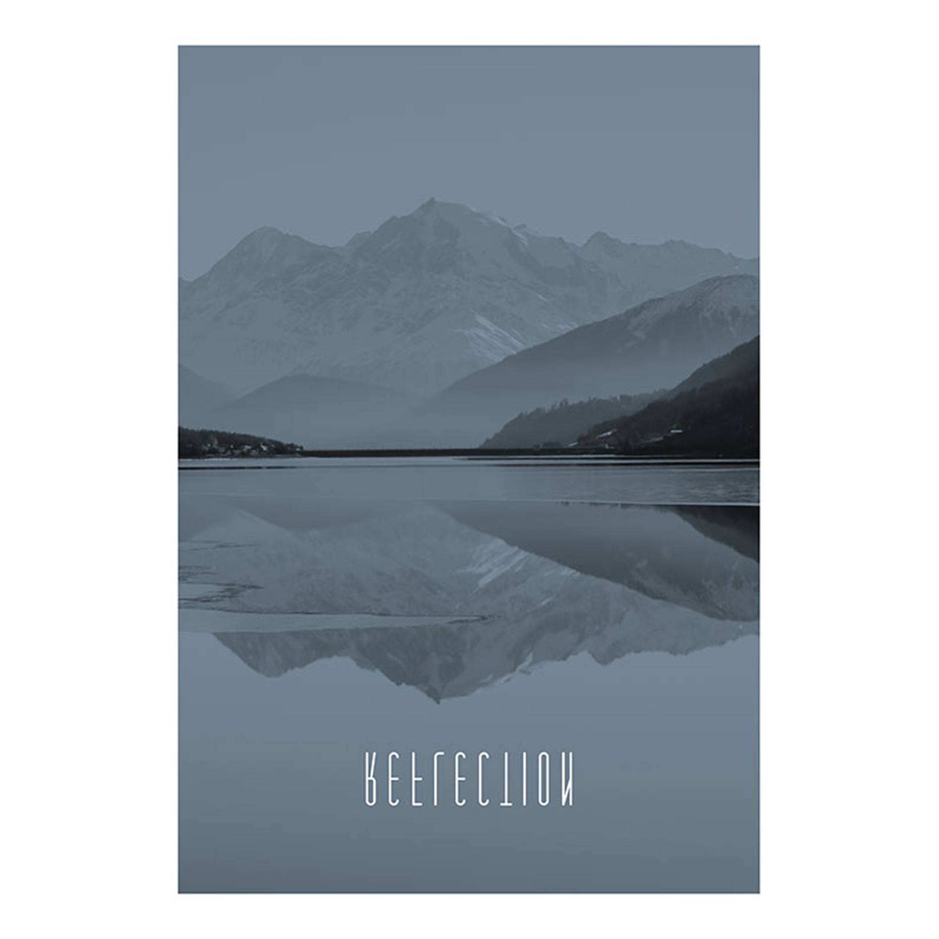 Wandbild WORD LAKE REFLECTION STEEL - 50x70 cm