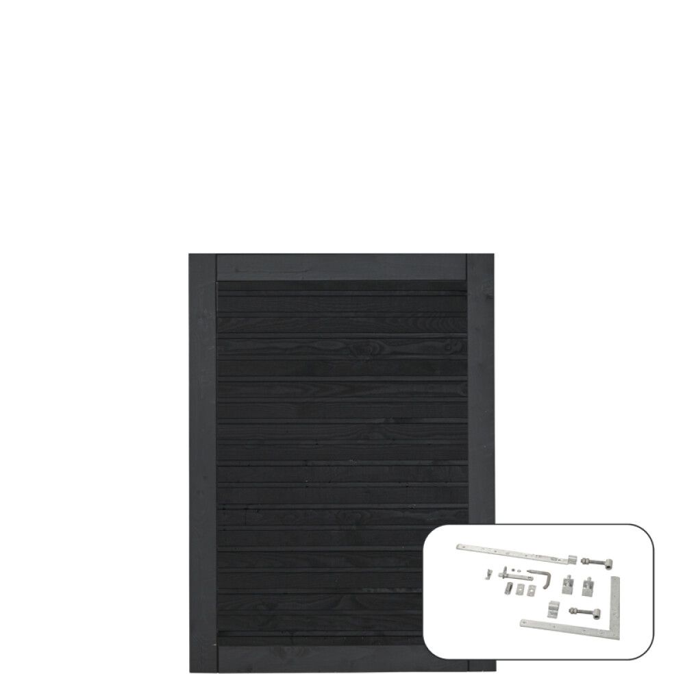 PORT PLUS PLANK INKL. BESLAG PEFC SVART 100X125CM