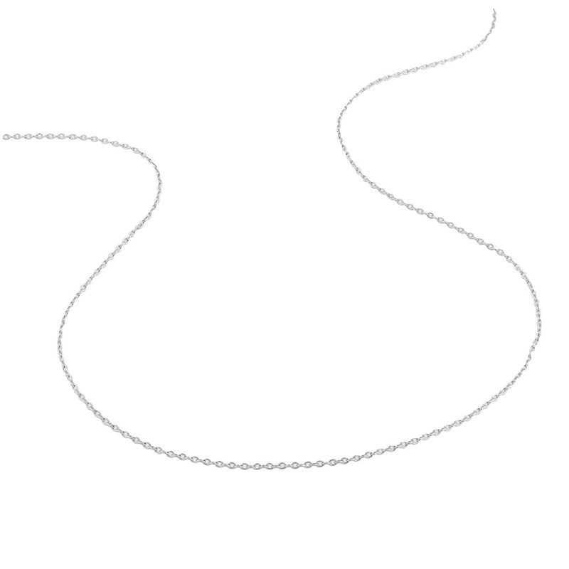 Chaîne femme 40 cm - Maille Forçat rond - Or blanc 18 Carats - Largeur 0.90 mm