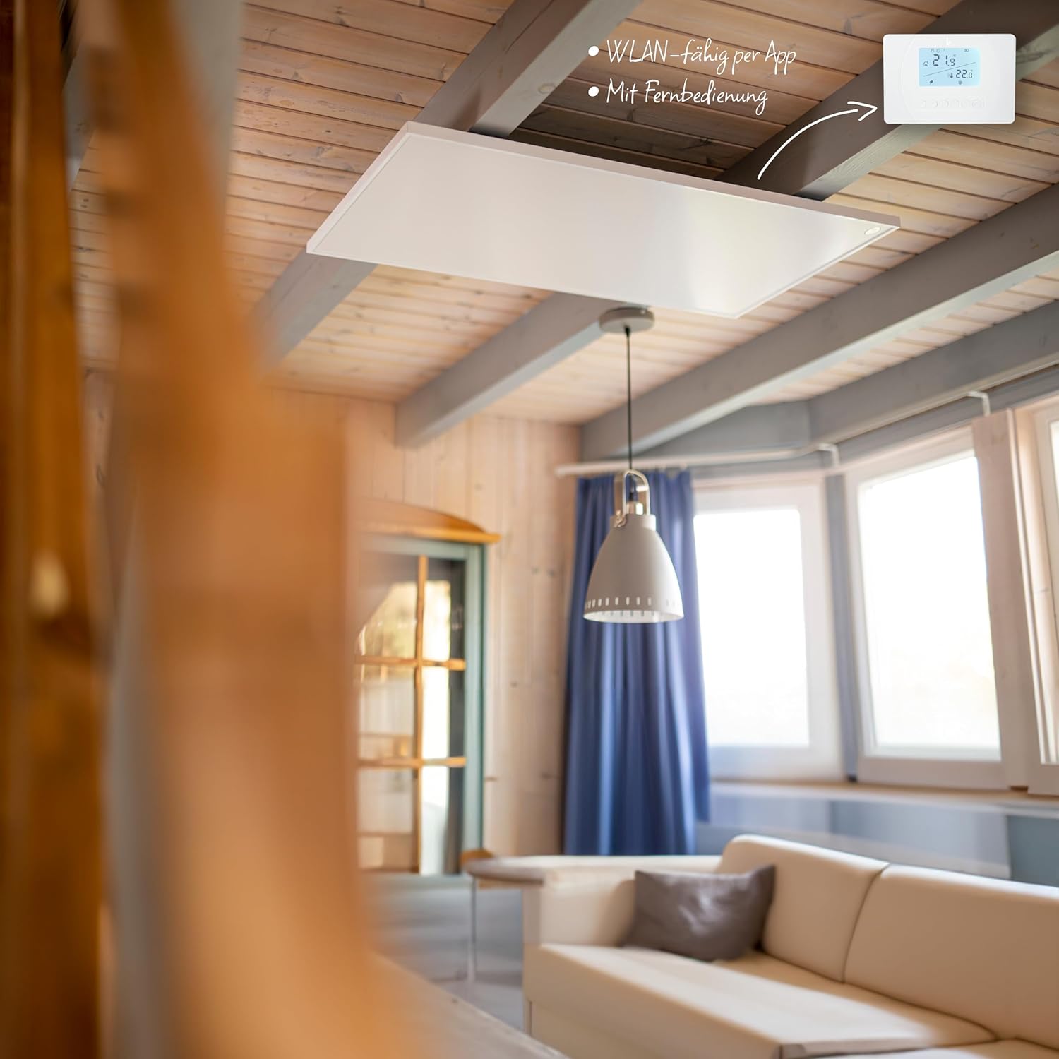 Könighaus Infrarotheizung - 1200 Watt - Deckenmontage - steuerbar per App und Raumthermostat ✓ Infrarot Smart Deckenheizung ✓ 5 Jahre Garantie ✓ Multiroom Szenarien ✓ Doppelter Überhitzungsschutz