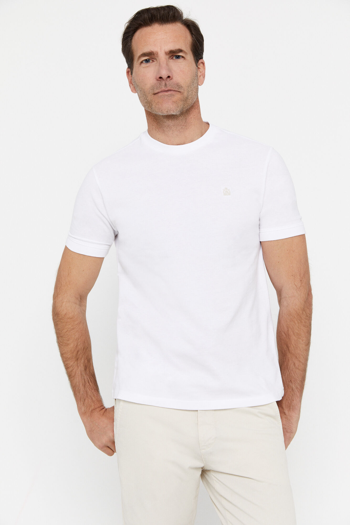 Camiseta básica de piqué - Branca