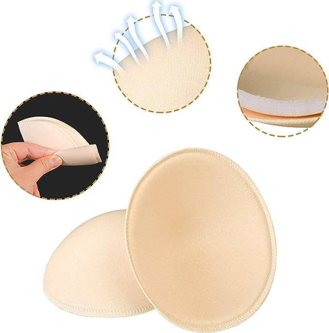 (2 Paar) BH Einlagen Weiche Sport BH Pads Bikini Polster (One Size) - Beige