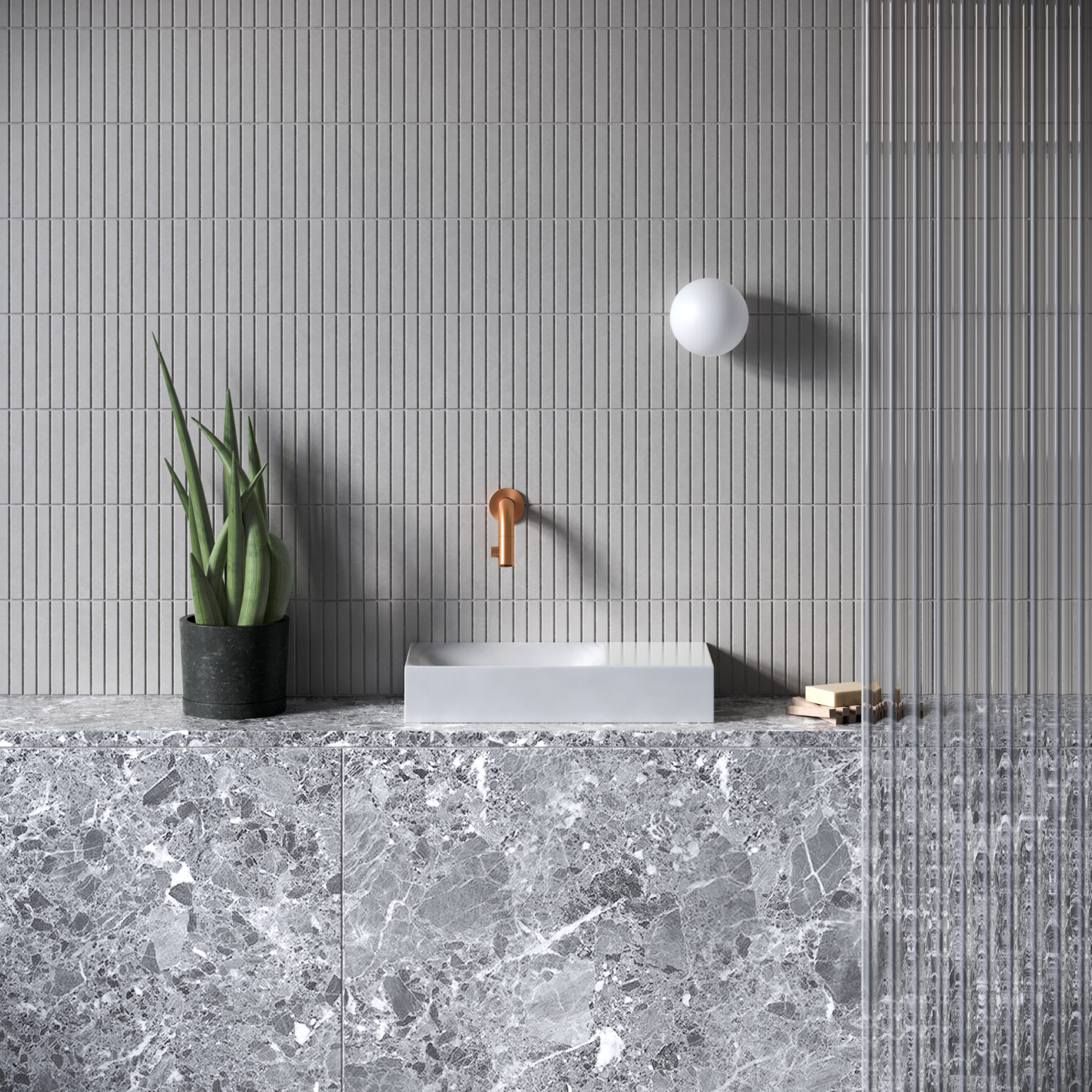 Clou Vale fontein solid surface 38cm zonder kraangat rechts wit mat