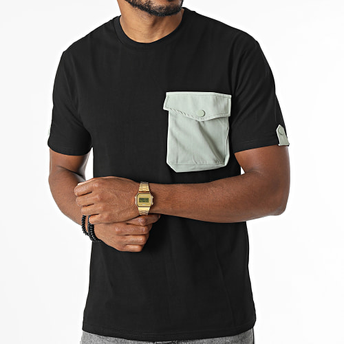 Tee Shirt Poche T8814 Noir Vert Kaki