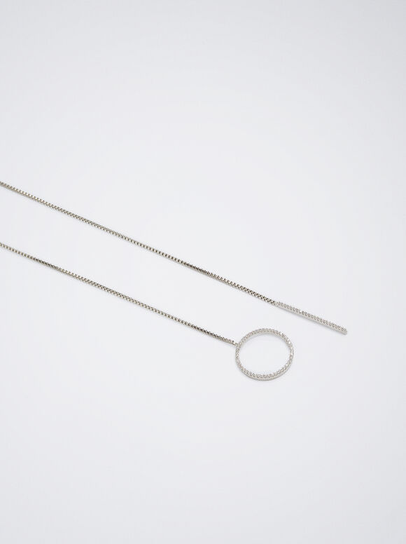 Colar prateado com zircônias cúbicas - Prata