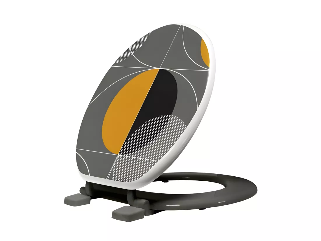 Abattant WC 37 x 47 cm Color Pop Gris - MDF Imprimé
