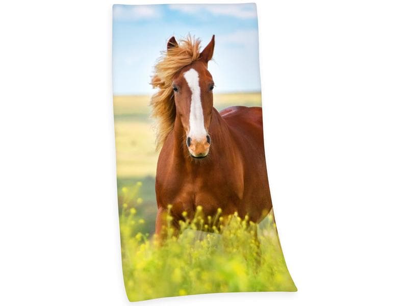 Herding Duschtuch Pferd 75 x 150 cm, Blau/Braun/Grün Badetuch aus 100% Baumwolle