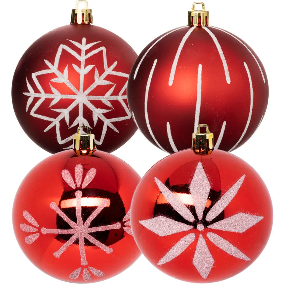 Feeric lights and christmas kunststof kerstballen- 8x- 8cm -rood