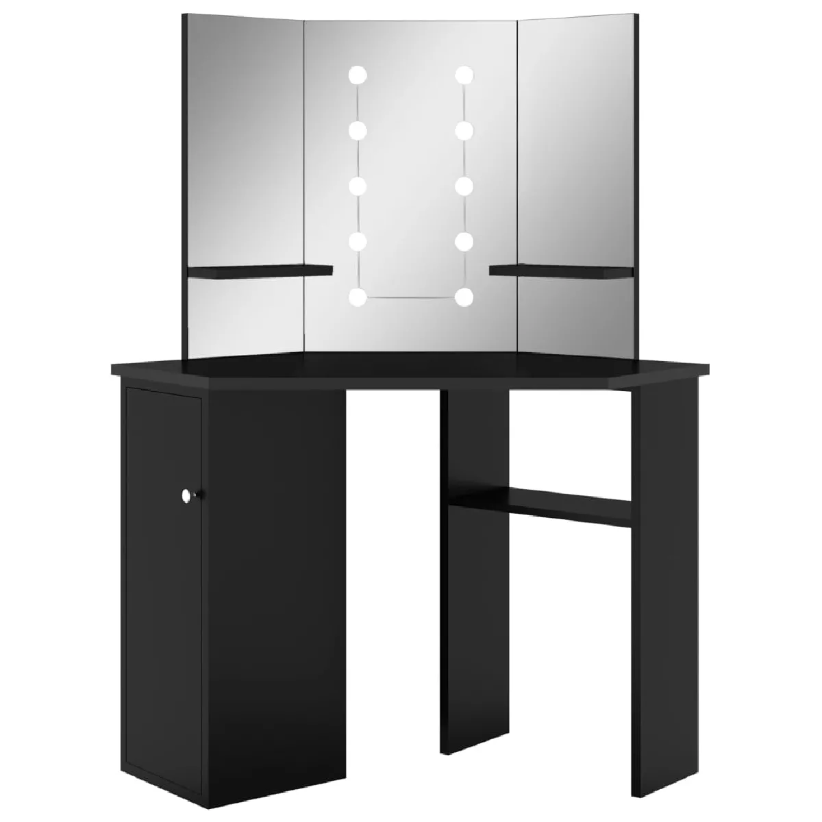 vidaXL Coiffeuse d'angle noir avec LED 111x54x141,5 cm