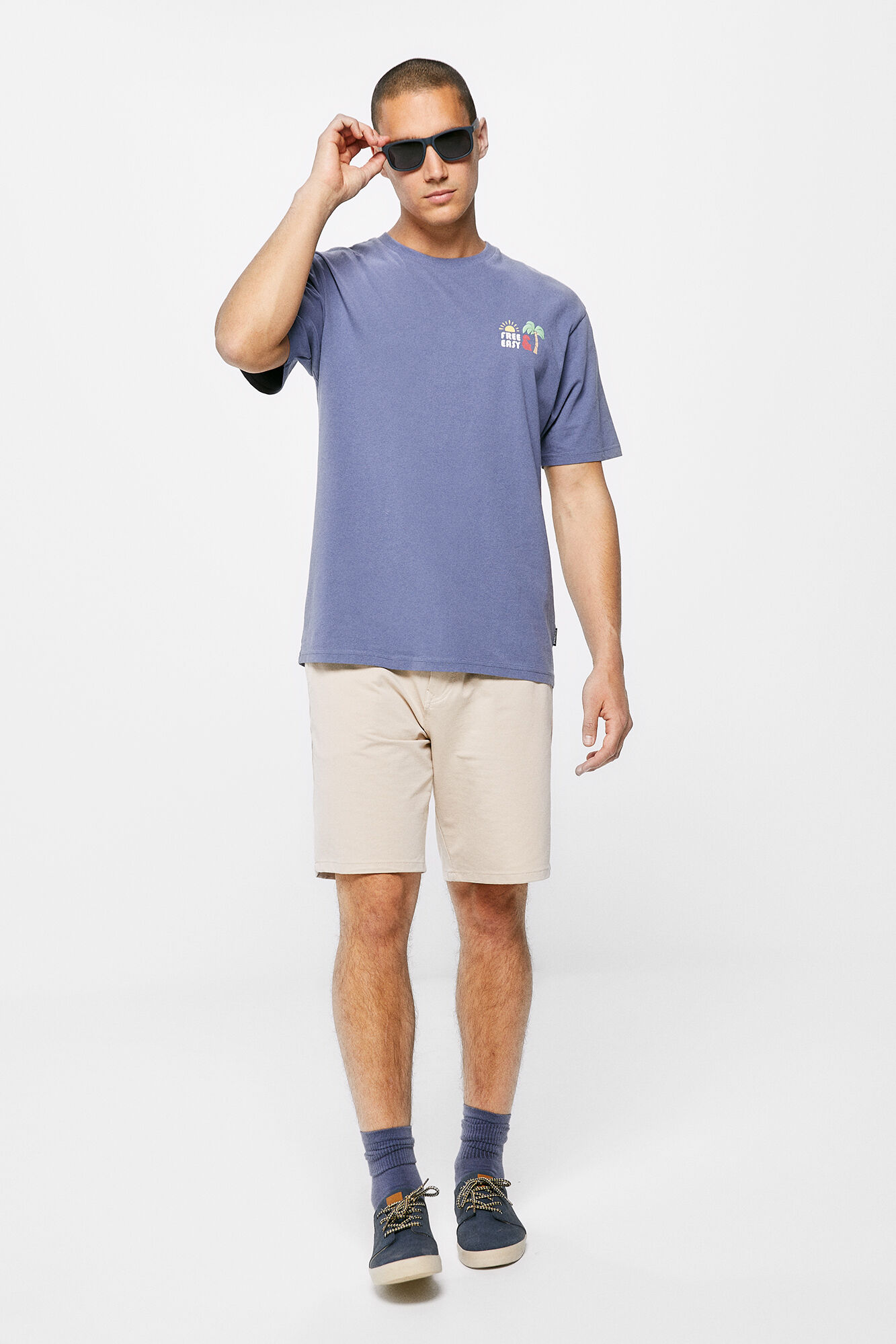 Camiseta com patch de Springfield - azul médio
