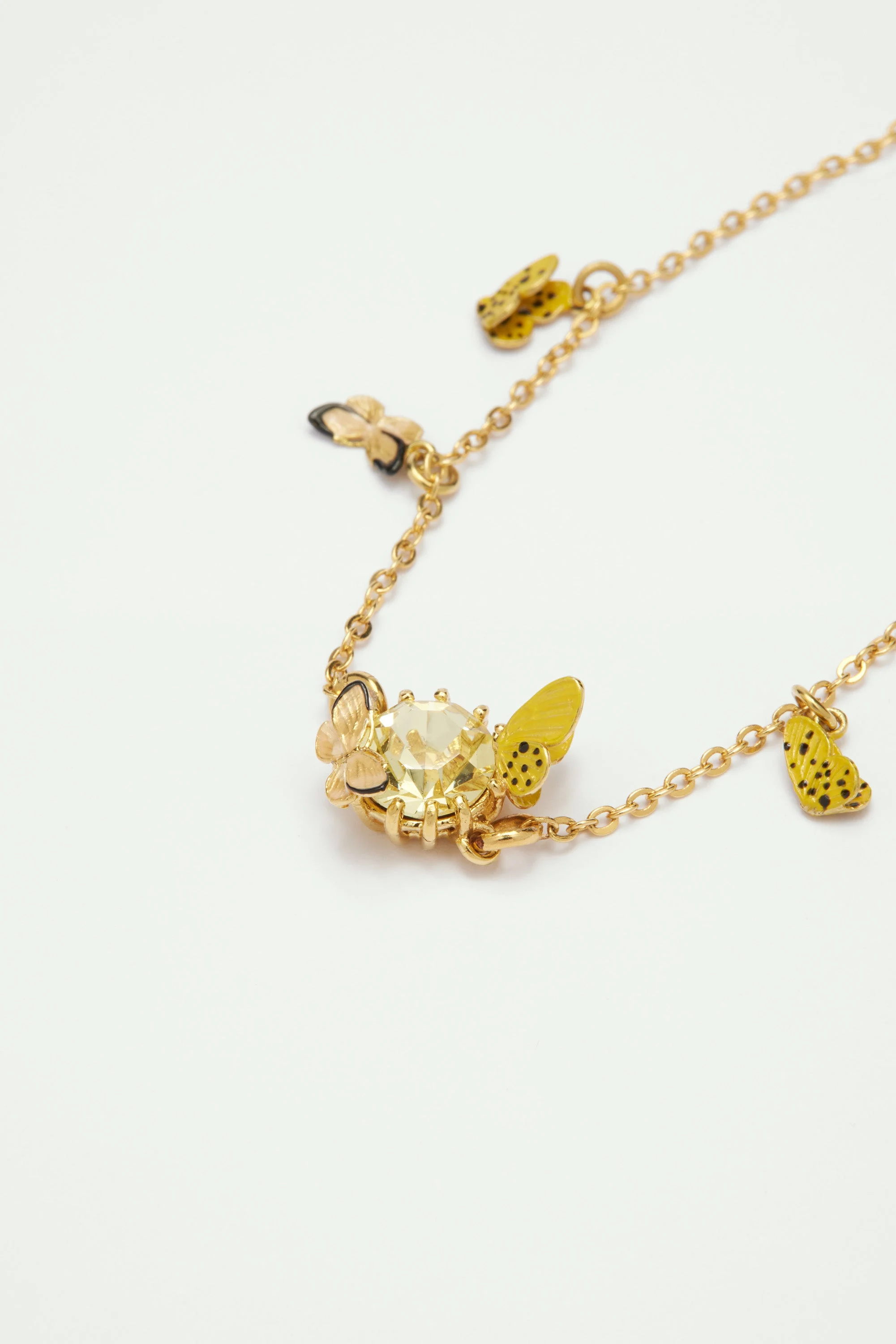 Bracelet charm's papillons colorés et pierre en verre taillé | Multicolore
