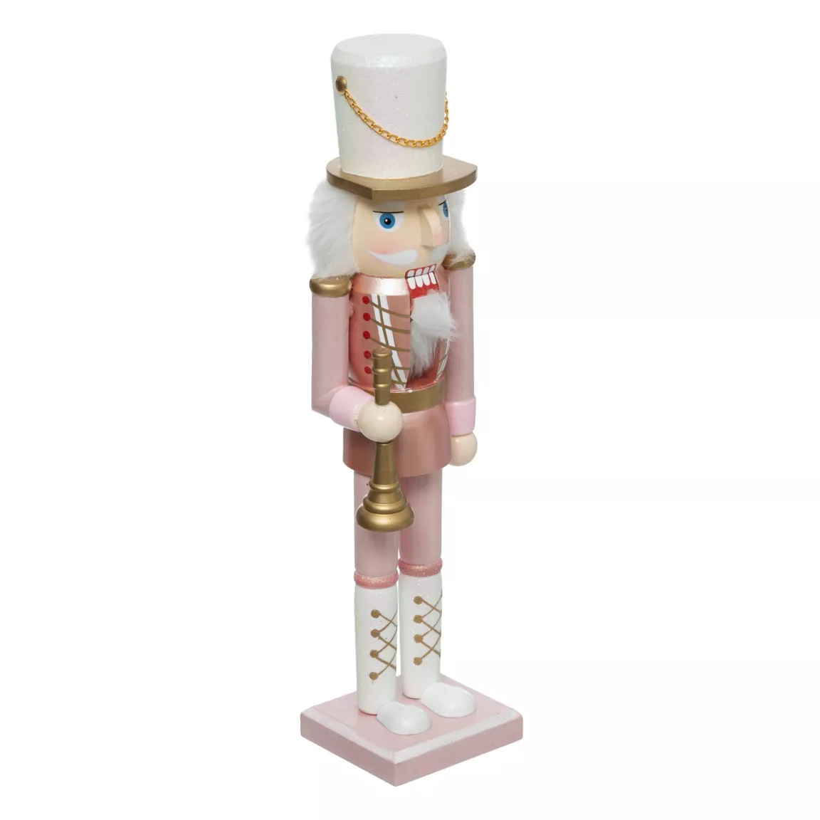 Soldat Casse-noisette en bois (H38 cm) Marvin et trompette Rose