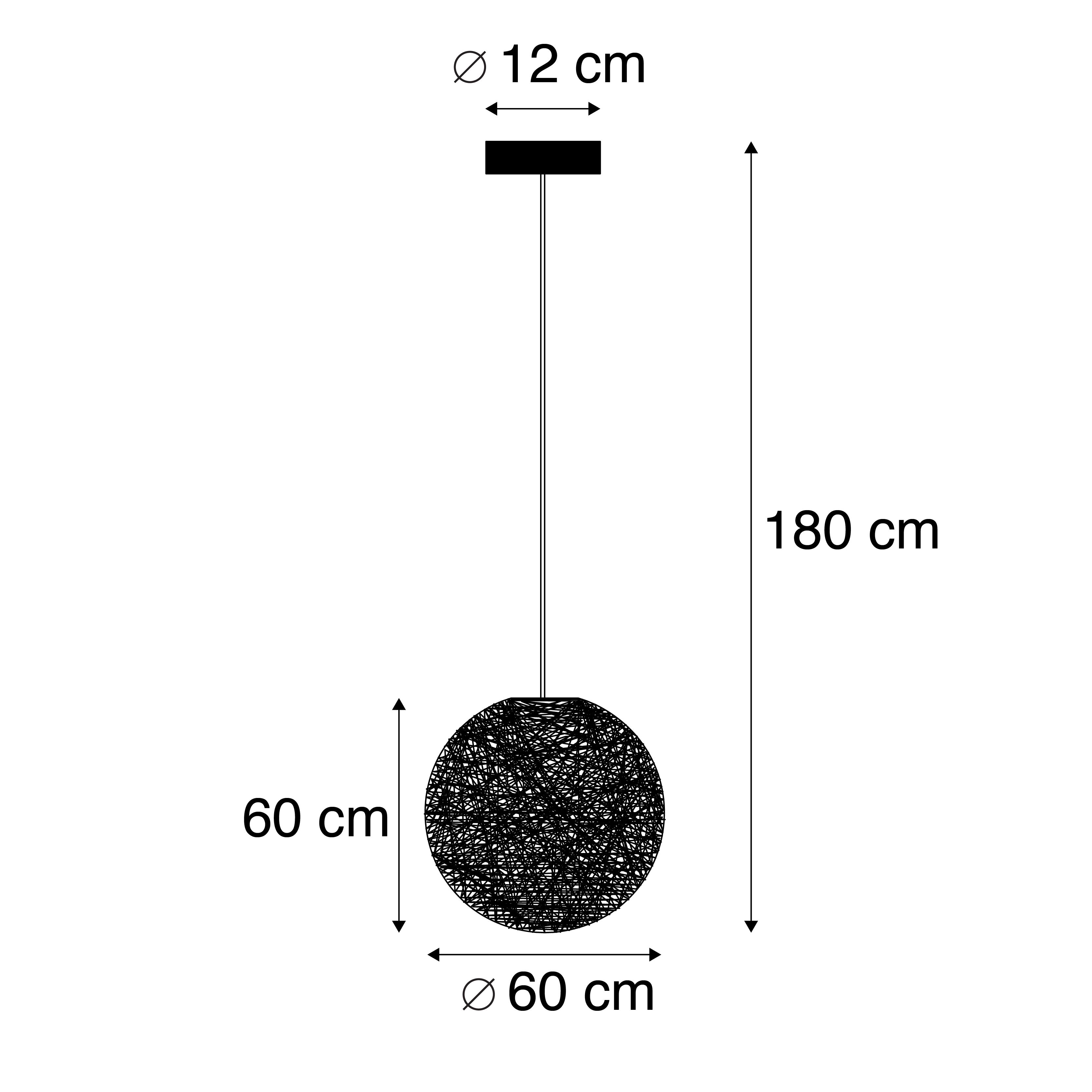 Landelijke hanglamp zwart 60 cm - Corda