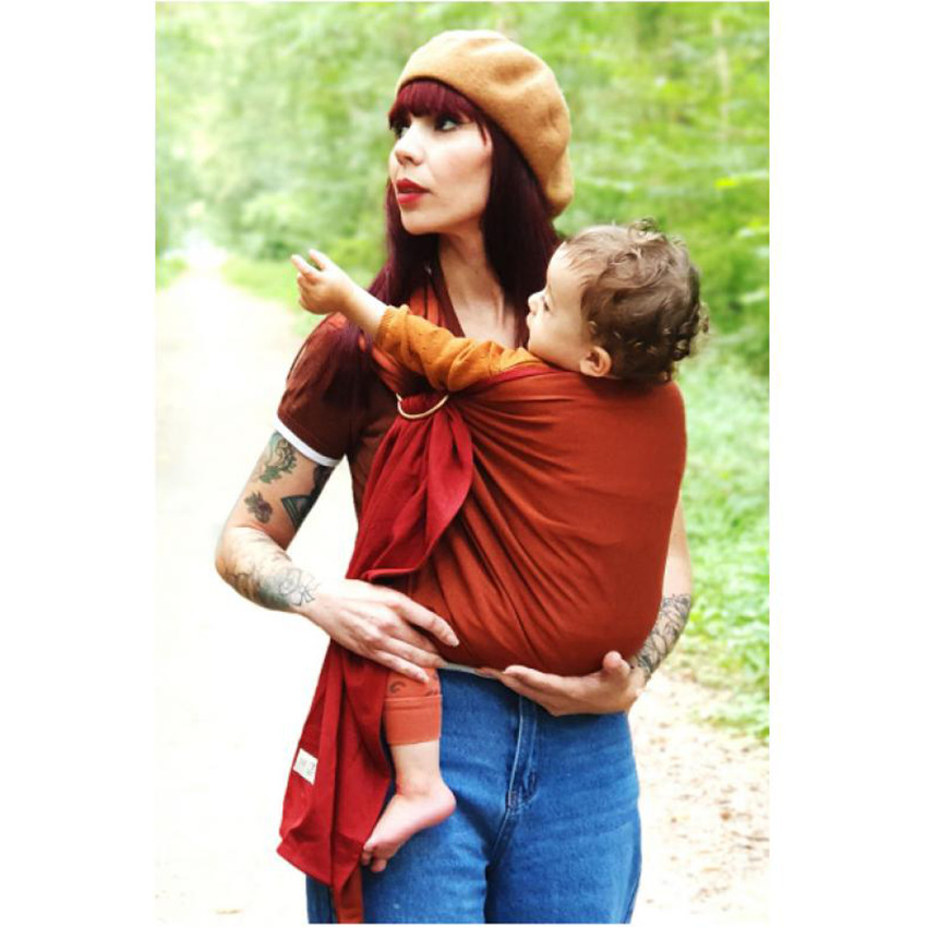 Sling - Petite écharpe sans noeud - Fauve/Rouge Bourgogne