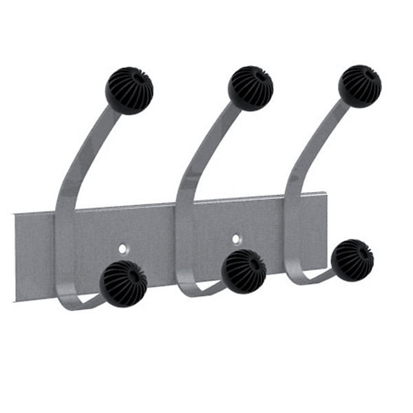 Patères  doubles 3 boules  gris métal Unilux