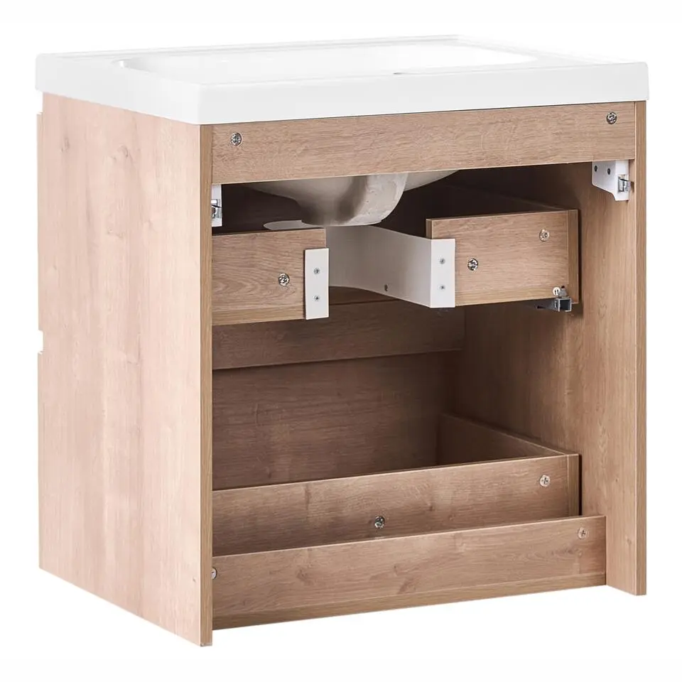 LAGOA - Wandgemonteerd meubel met wasbak - Lichtbruin - 60 cm - MDF