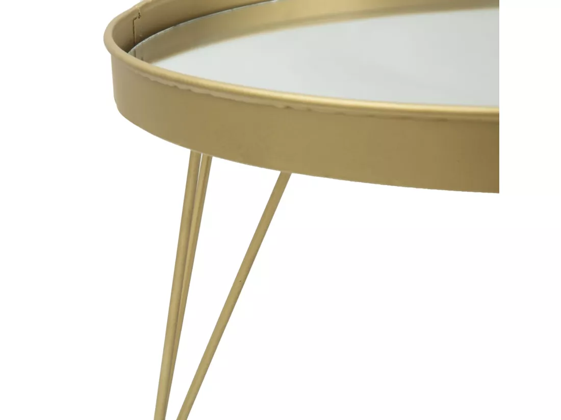 Porte-objet en métal doré avec plateau miroir Ø 36,5x22 cm
