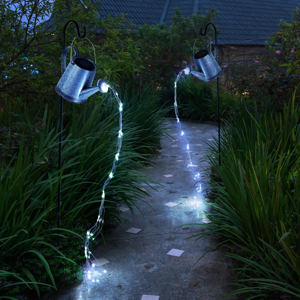 LED Solar-Steckleuchte, Gießkanne, silber-grau, H 112 cm
