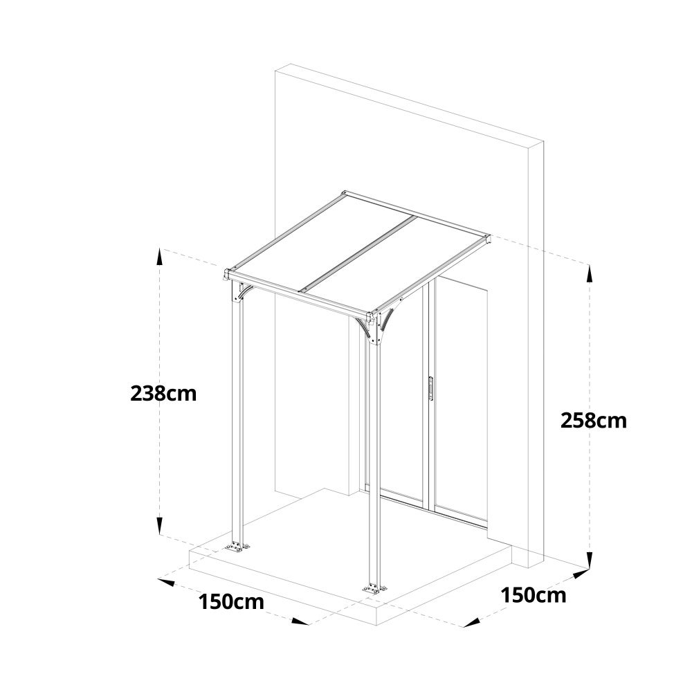 Home Deluxe - CUBIS Voordeurluifel - Maat: Small - 148 x 150 x 258 cm - Antraciet, Frame: Aluminium, incl. Polycarbonaat panelen | Voordeurluifel, Schuin dak, Glazen luifel