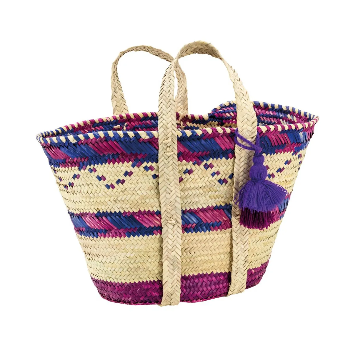 Aubry Gaspard Sac en palmier naturel et coloré