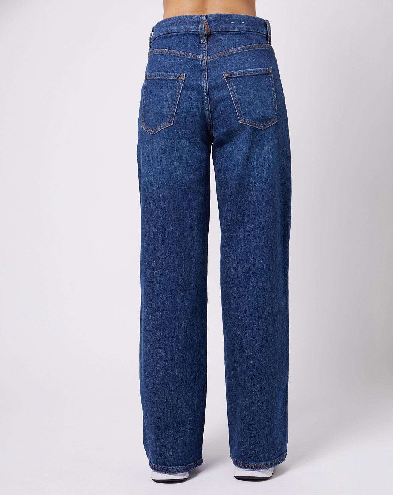 Esprit jean à jambes larges en Denim de coton stretch bleu foncé